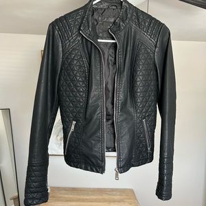LA Coalition Black Faux Leather Moto Jacket, size XS